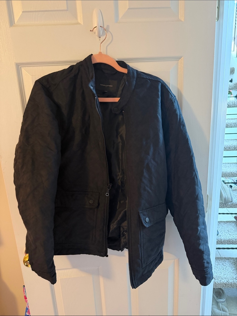 Banana Republic Black Vegan Suede Moto Jacket - Size M